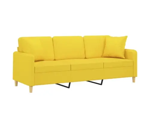 Trīsvietīgs Dīvāns Ar Spilveniem, Gaiši Dzeltens, 180Cm, Audums Vidaxl