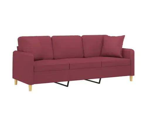 Trīsvietīgs Dīvāns Ar Spilveniem, Vīnsarkans, 180 Cm, Audums Vidaxl