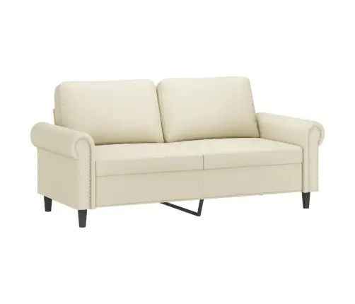 Dvivietė Sofa Su Pagalvėlėmis, Kreminė, 140cm Dirbtinė Oda