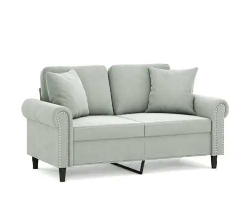 Divvietīgs Dīvāns Ar Spilveniem, Gaiši Pelēks, 120 Cm, Samts Vidaxl