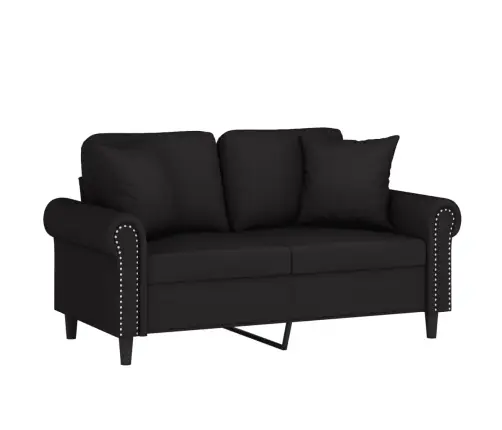 Divvietīgs Dīvāns Ar Spilveniem, Melns, 120 Cm, Samts Vidaxl Divvietīgs Dīvāns Ar Spilveniem, Melns, 120 Cm, Samts Vidaxl