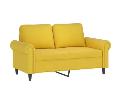 Dvivietė Sofa Su Pagalvėlėmis, Geltonos Spalvos, 120cm Aksomas