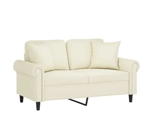 Divvietīgs Dīvāns Ar Spilveniem, Krēmkrāsas, 120 Cm, Samts Vidaxl Divvietīgs Dīvāns Ar Spilveniem, Krēmkrāsas, 120 Cm, Samts Vidaxl