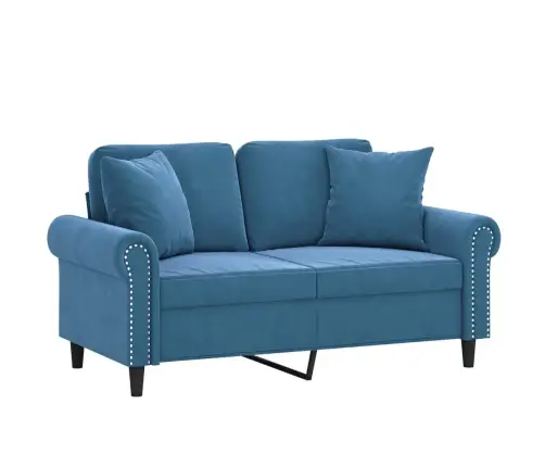 Divvietīgs Dīvāns Ar Spilveniem, Zils, 120 Cm, Samts Vidaxl