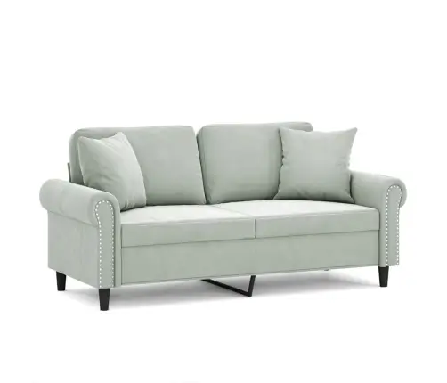 Divvietīgs Dīvāns Ar Spilveniem, Gaiši Pelēks, 140 Cm, Samts Vidaxl