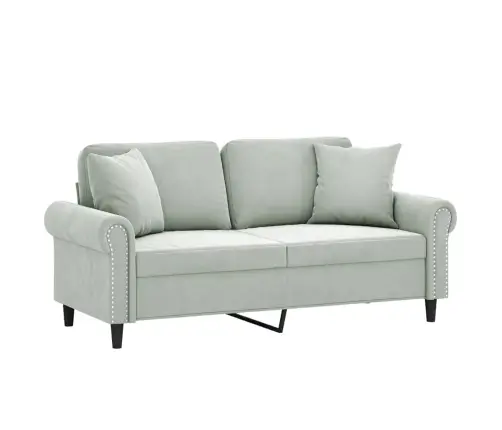 Divvietīgs Dīvāns Ar Spilveniem, Gaiši Pelēks, 140 Cm, Samts Vidaxl