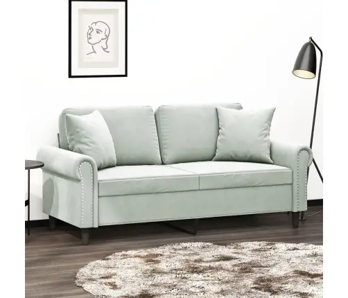 Divvietīgs Dīvāns Ar Spilveniem, Gaiši Pelēks, 140 Cm, Samts Vidaxl