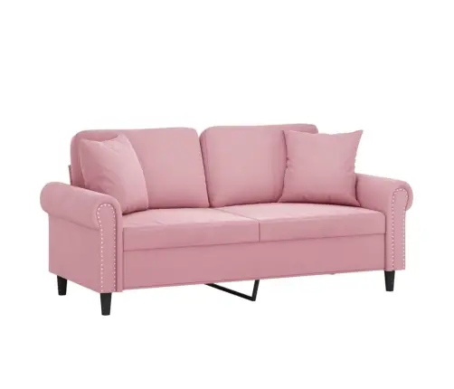 Dvivietė Sofa Su Pagalvėlėmis, Rožinės Spalvos, 140cm Aksomas