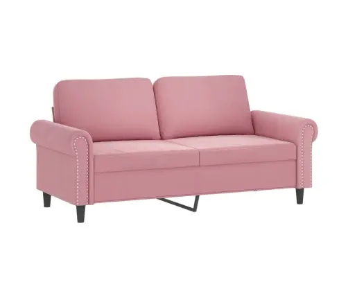 Dvivietė Sofa Su Pagalvėlėmis, Rožinės Spalvos, 140cm Aksomas