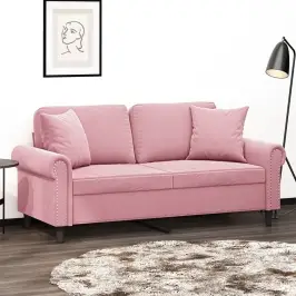 Divvietīgs Dīvāns Ar Spilveniem, Rozā, 140 Cm, Samts Vidaxl