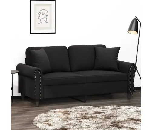 2-Kohaline Diivan Patjadega, Must, 140 cm Samet