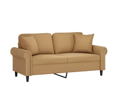 Divvietīgs Dīvāns Ar Spilveniem, Brūns, 140 Cm, Samts Vidaxl