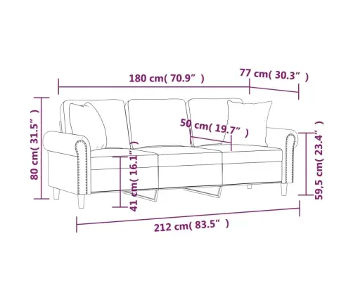Trīsvietīgs Dīvāns Ar Spilveniem, Brūns, 180 Cm, Samts Vidaxl
