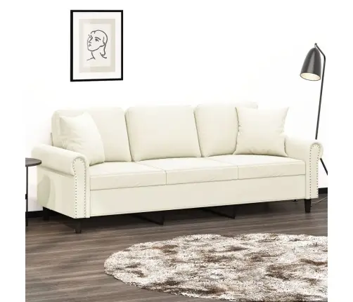 3-Kohaline Diivan Patjadega, Kreemjas, 180 cm Samet