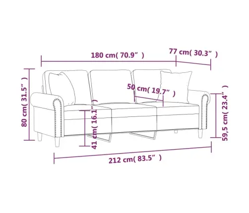 Trīsvietīgs Dīvāns Ar Spilveniem, Zils, 180 Cm, Samts Vidaxl