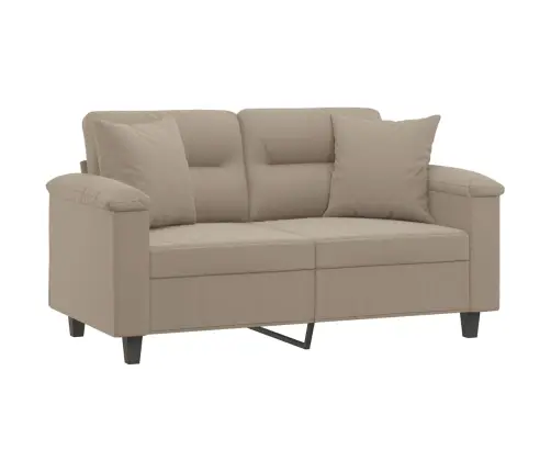 Dvivietė Sofa Su Pagalvėmis, Taupe, 120cm Mikropluošto Audinys