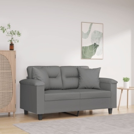 Dvivietė Sofa Su Pagalvėmis, Pilka, 120cm Mikropluošto Audinys