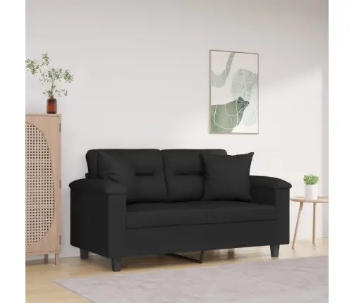 Divvietīgs Dīvāns Ar Spilveniem, Melns, 120 Cm, Audums Vidaxl