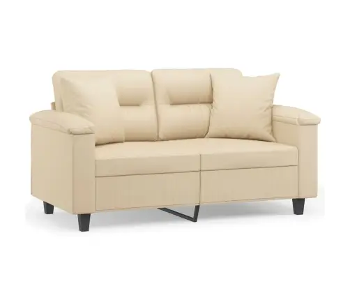 Divvietīgs Dīvāns Ar Spilveniem, Krēmkrāsas, 120 Cm, Audums Vidaxl