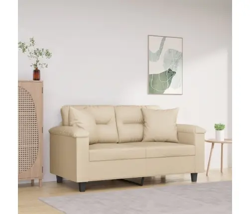 Divvietīgs Dīvāns Ar Spilveniem, Krēmkrāsas, 120 Cm, Audums Vidaxl