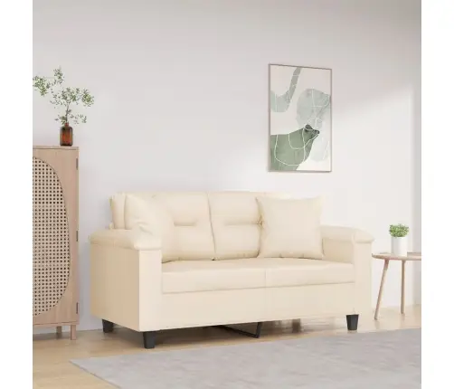 Divvietīgs Dīvāns Ar Spilveniem, Bēšs, 120 Cm, Audums Vidaxl