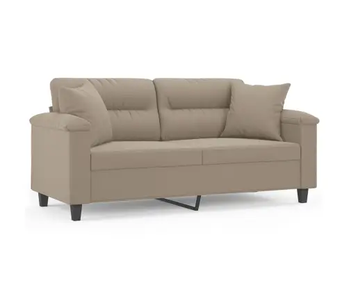 Divvietīgs Dīvāns Ar Spilveniem, Pelēkbrūns, 140 Cm, Audums Vidaxl Divvietīgs Dīvāns Ar Spilveniem, Pelēkbrūns, 140 Cm, Audums Vidaxl