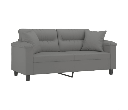 Dvivietė Sofa Su Pagalvėmis, Pilka, 140cm Mikropluošto Audinys