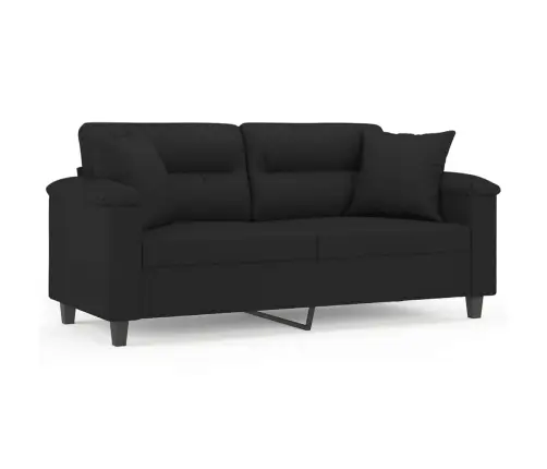 Divvietīgs Dīvāns Ar Spilveniem, Melns, 140 Cm, Audums Vidaxl