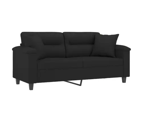 Divvietīgs Dīvāns Ar Spilveniem, Melns, 140 Cm, Audums Vidaxl