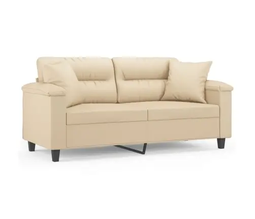 Divvietīgs Dīvāns Ar Spilveniem, Krēmkrāsas, 140 Cm, Audums Vidaxl Divvietīgs Dīvāns Ar Spilveniem, Krēmkrāsas, 140 Cm, Audums Vidaxl