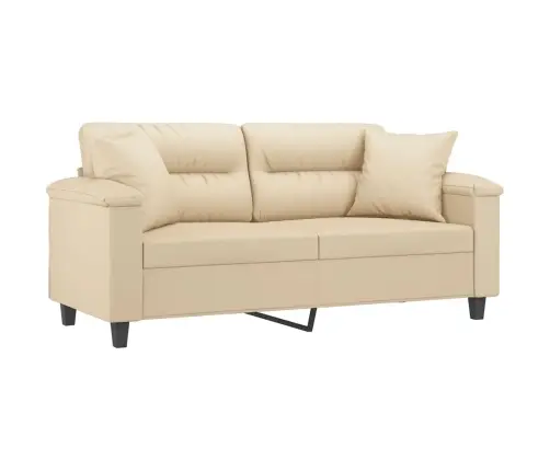 Divvietīgs Dīvāns Ar Spilveniem, Krēmkrāsas, 140 Cm, Audums Vidaxl Divvietīgs Dīvāns Ar Spilveniem, Krēmkrāsas, 140 Cm, Audums Vidaxl