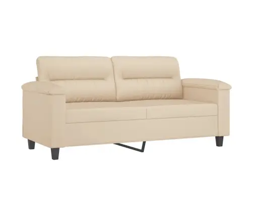 Divvietīgs Dīvāns Ar Spilveniem, Krēmkrāsas, 140 Cm, Audums Vidaxl Divvietīgs Dīvāns Ar Spilveniem, Krēmkrāsas, 140 Cm, Audums Vidaxl