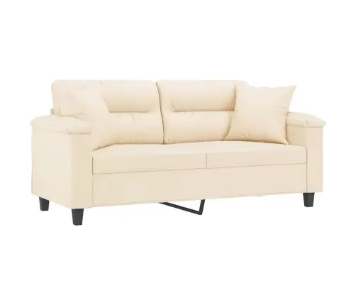 Dvivietė Sofa Su Pagalvėmis, Smėlio, 140cm Audinys