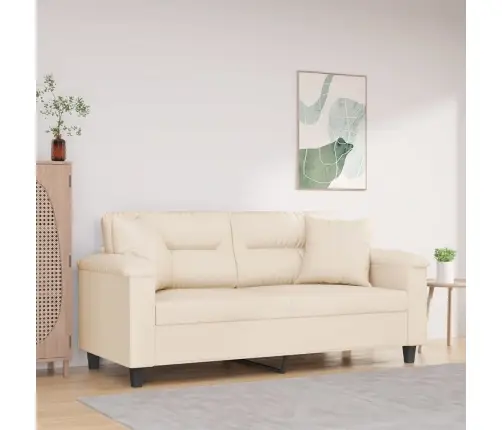 Dvivietė Sofa Su Pagalvėmis, Smėlio, 140cm Audinys