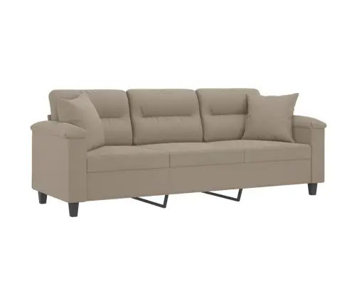 Trīsvietīgs Dīvāns Ar Spilveniem, 180 Cm, Pelēkbrūns Audums Vidaxl