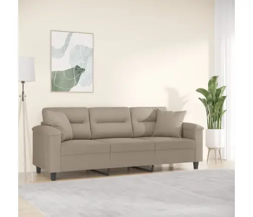 Trīsvietīgs Dīvāns Ar Spilveniem, 180 Cm, Pelēkbrūns Audums Vidaxl