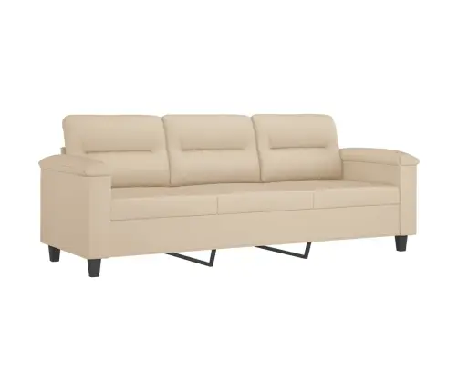 Trivietė Sofa Su Pagalvėmis, Kreminė, 180cm Audinys