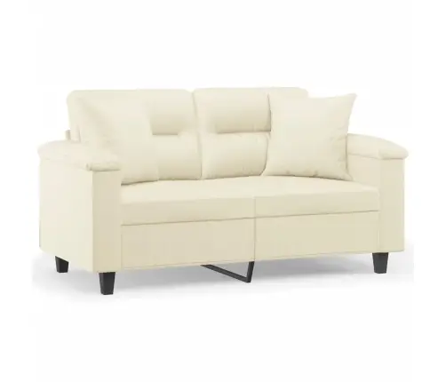 Divvietīgs Dīvāns Ar Spilveniem, Krēmkrāsas, Mākslīgā Āda Vidaxl
