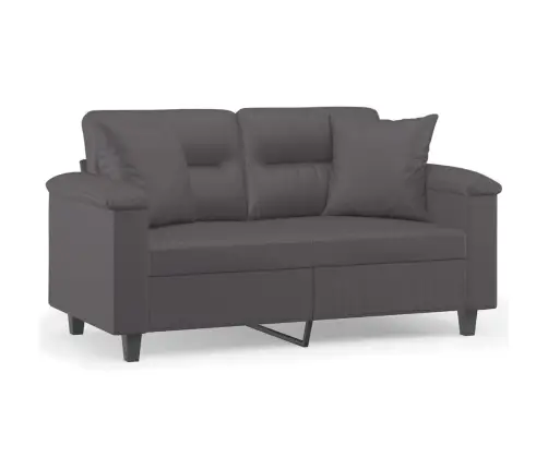 Dvivietė Sofa Su Pagalvėlėmis, Pilka, 120cm Dirbtinė Oda