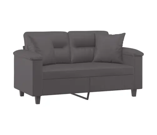 Dvivietė Sofa Su Pagalvėlėmis, Pilka, 120cm Dirbtinė Oda