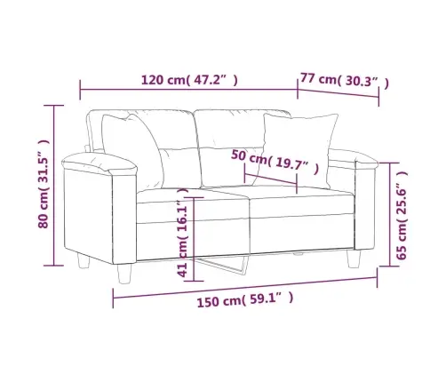 Dvivietė Sofa Su Pagalvėlėmis, Pilka, 120cm Dirbtinė Oda