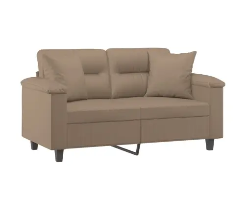 Divvietīgs Dīvāns Ar Spilveniem, Kapučīno, 120 Cm, Mākslīgā Āda Vidaxl