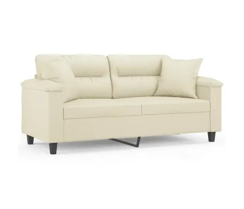 Divvietīgs Dīvāns Ar Spilveniem, Krēmkrāsas, Mākslīgā Āda Vidaxl