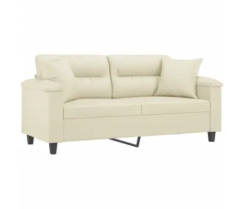 Divvietīgs Dīvāns Ar Spilveniem, Krēmkrāsas, Mākslīgā Āda Vidaxl