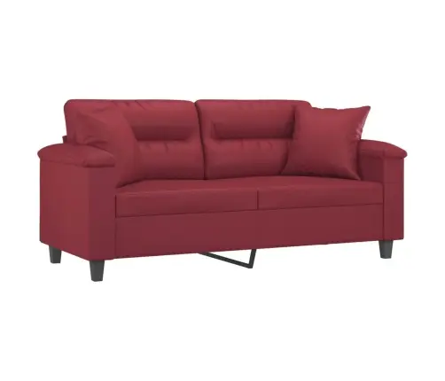 Dvivietė Sofa Su Pagalvėlėmis, Vyno, 140cm Dirbtinė Oda