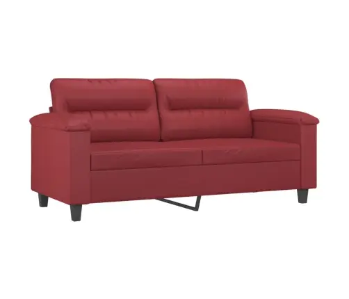 Dvivietė Sofa Su Pagalvėlėmis, Vyno, 140cm Dirbtinė Oda
