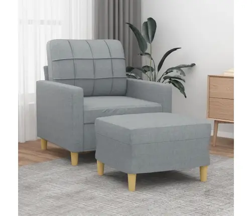 Atpūtas Krēsls Ar Kājsoliņu, 60 Cm, Gaiši Pelēks Audums Vidaxl