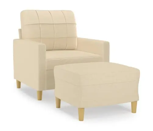 Atpūtas Krēsls Ar Kājsoliņu, 60 Cm, Krēmkrāsas Audums Vidaxl