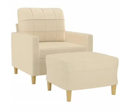 Atpūtas Krēsls Ar Kājsoliņu, 60 Cm, Krēmkrāsas Audums Vidaxl