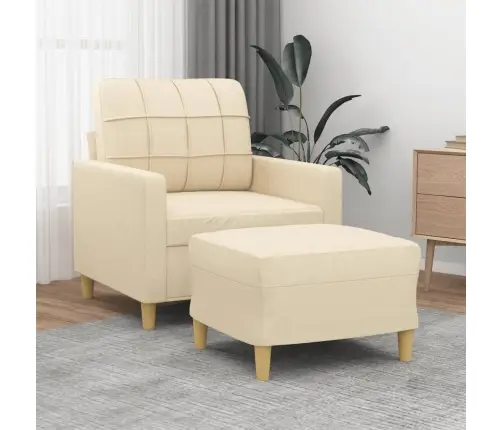 Atpūtas Krēsls Ar Kājsoliņu, 60 Cm, Krēmkrāsas Audums Vidaxl